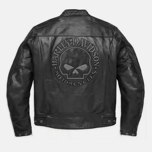 Men’s Large Harley Davidson Leather Jacket with Reflective Skull